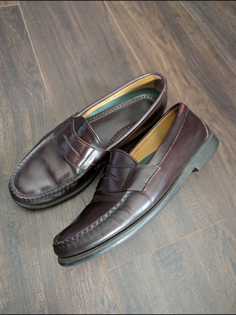 Sebago Plum Brown Burgundy Leather Moc Toe Penny Loafers Slip-on Sz10 MiUSA